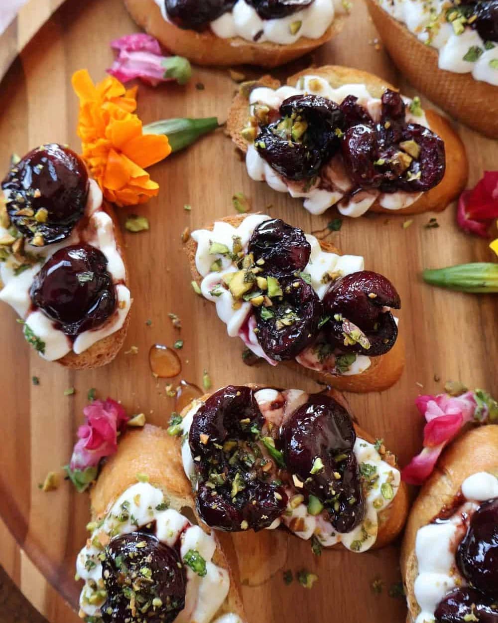 Cherry Bruschetta with Honey Whipped Ricotta recipe