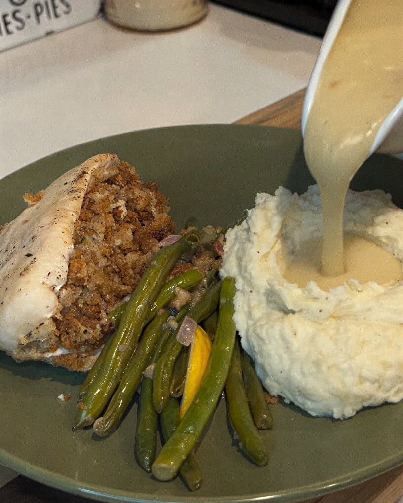 Stuffed Chicken Breasts with Gravy recipe