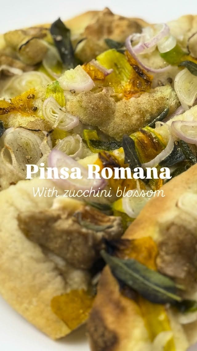 Crispy Gluten-Free Pinsa Romana with Zucchini Blossoms recipe