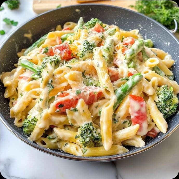 Bell Pepper Pasta with White Sauce recipe