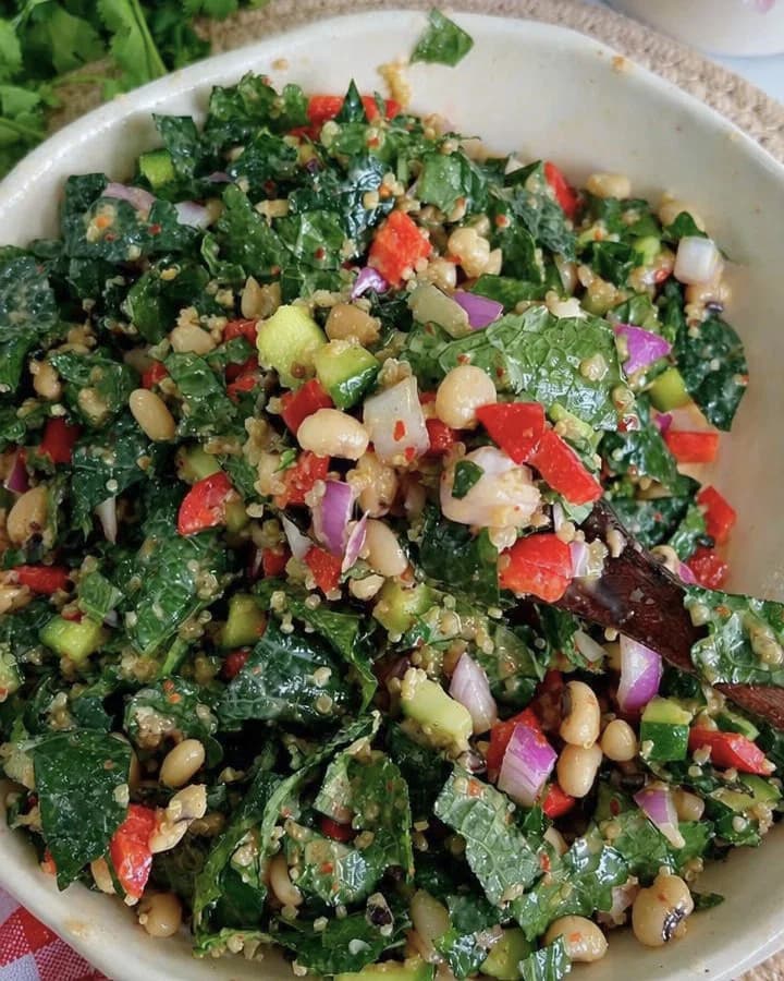 Creamy Peanut Kale & Quinoa Salad recipe