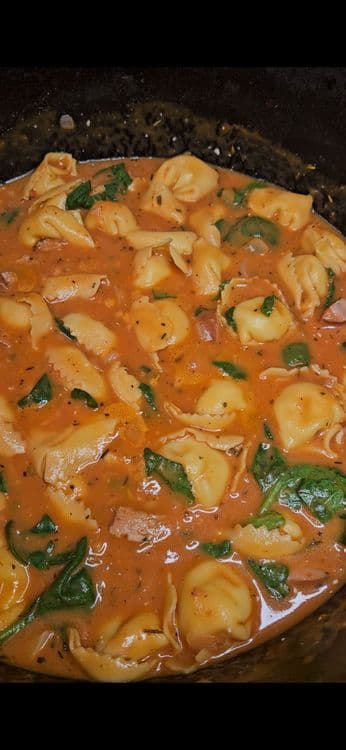 Creamy Chicken Sausage & Spinach Tortellini Soup recipe