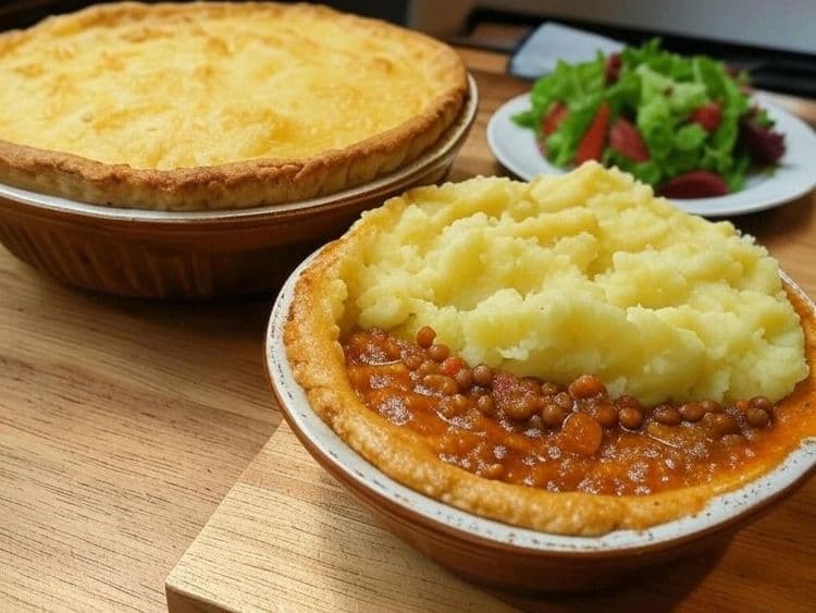 Aussie Veggie & Lentil Pot Pie with Mashed Potato Topping recipe