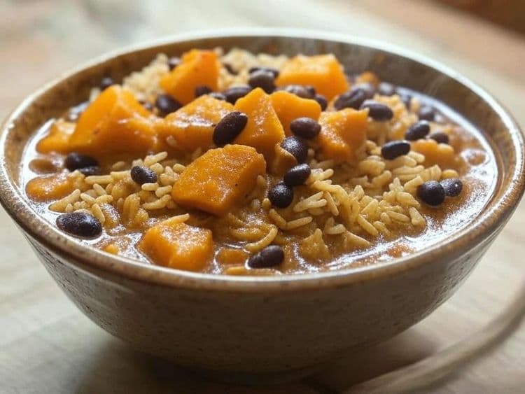Curried Pumpkin & Black Bean Bowl with Brown Rice recipe
