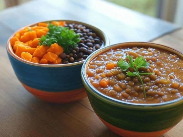 Spicy Black Bean & Sweet Potato Bowl recipe