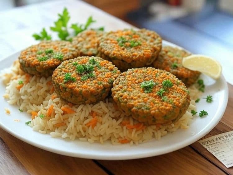 Zesty Lentil & Veggie Patties with Rice recipe