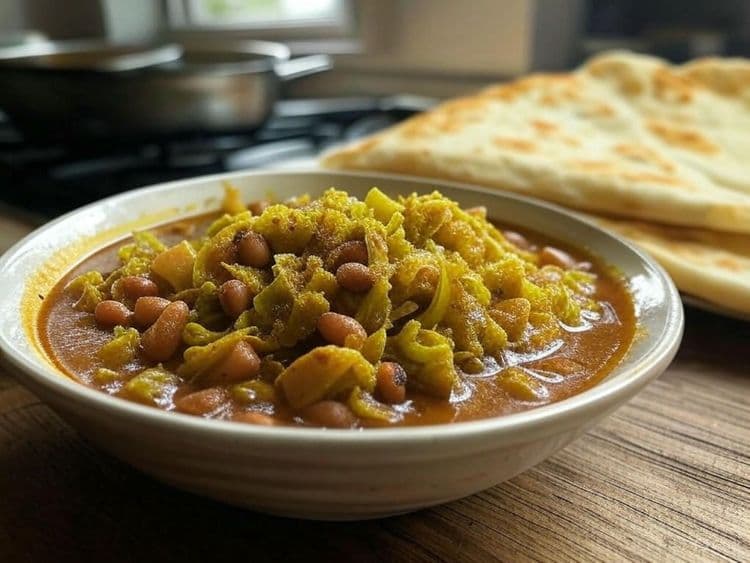 Curried Cabbage & Black-Eyed Pea Stew with Flatbread recipe