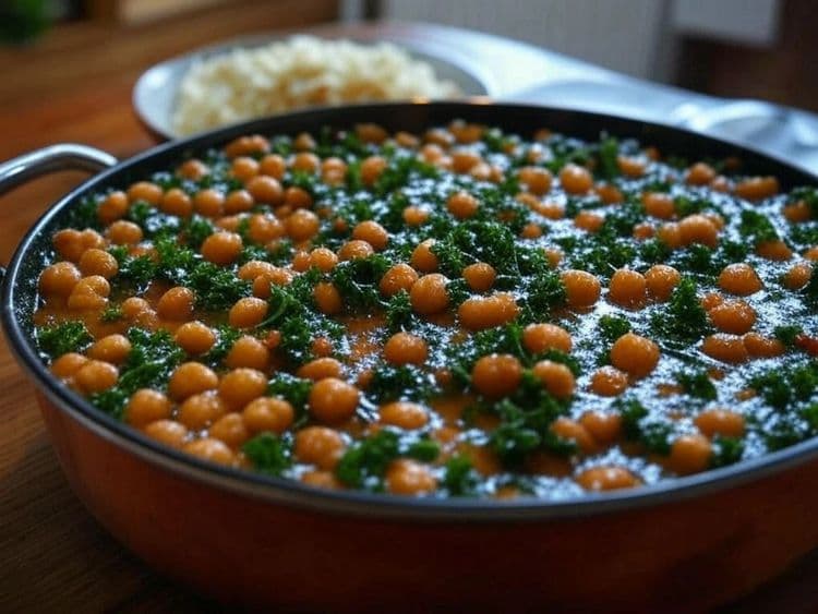Spiced Chickpea & Kale Stew with Garlic Couscous recipe