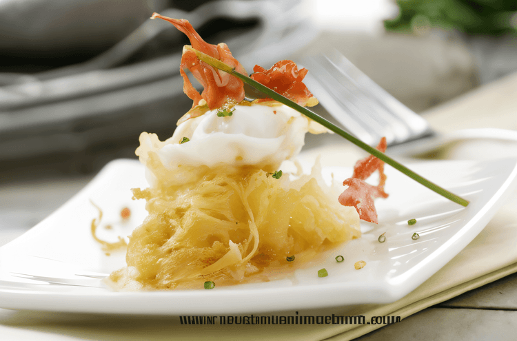 Quail Eggs on Serrano Ham and Potato Nests recipe