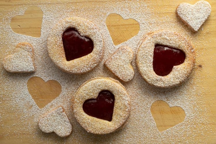 A close up shot of cookies