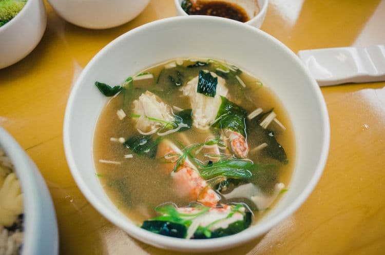 Miso Soup on Ceramic Bowl