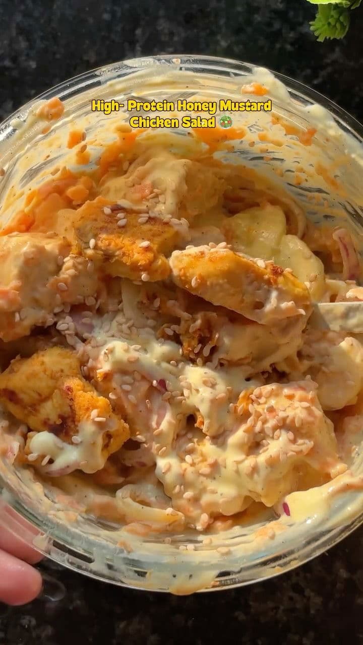 High Protein Honey Mustard Chicken Salad recipe