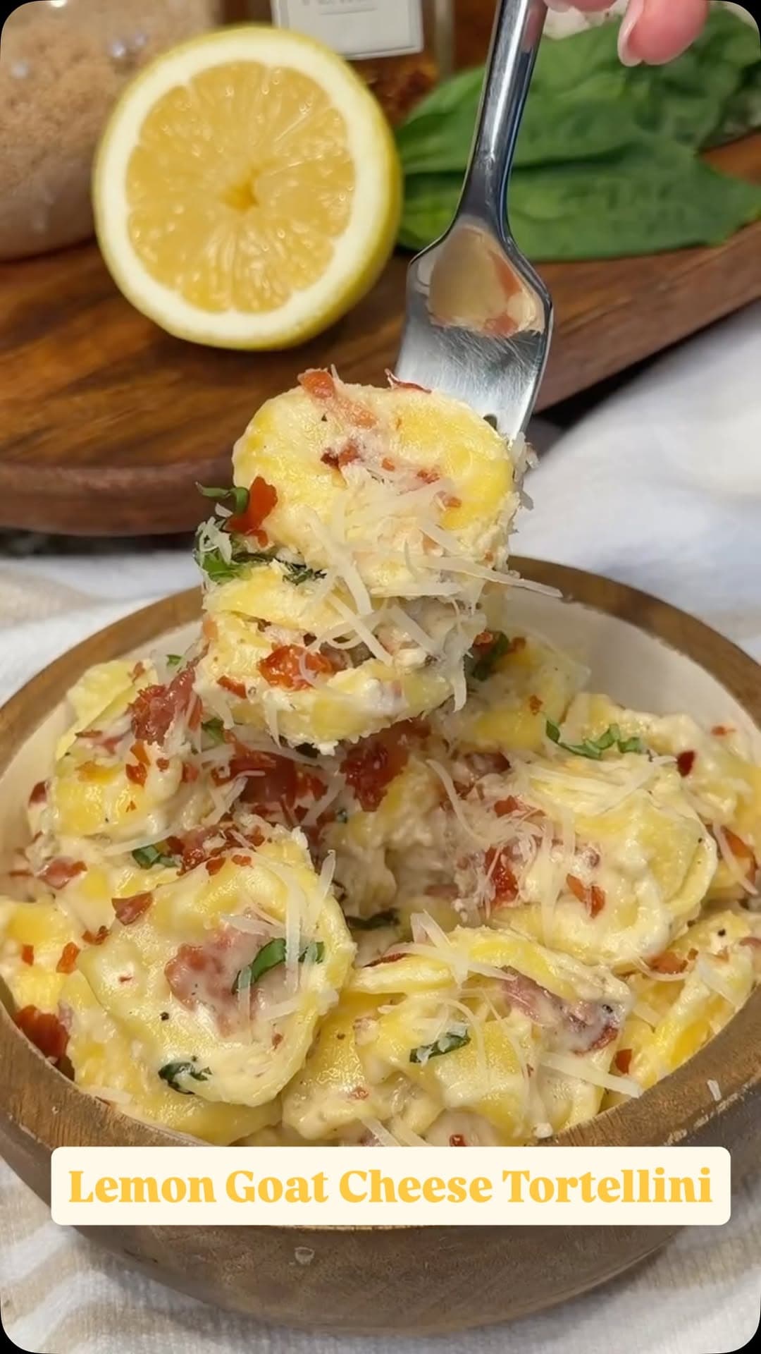 Creamy Lemon Goat Cheese Tortellini recipe