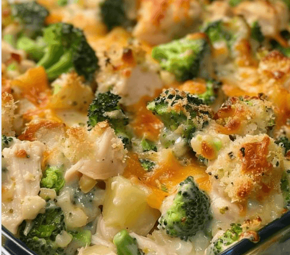 Cheesy Baked Potato, Chicken, and Broccoli Casserole recipe