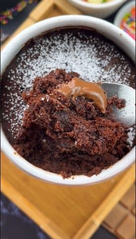 Hot Cocoa Mug Cake with Nutella Center (No Egg, 1-Minute Microwave Cake!) recipe