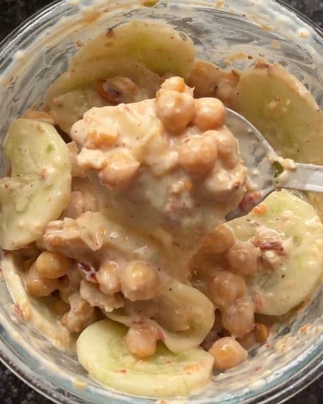 Creamy & Spicy High Protein Chickpea Salad recipe
