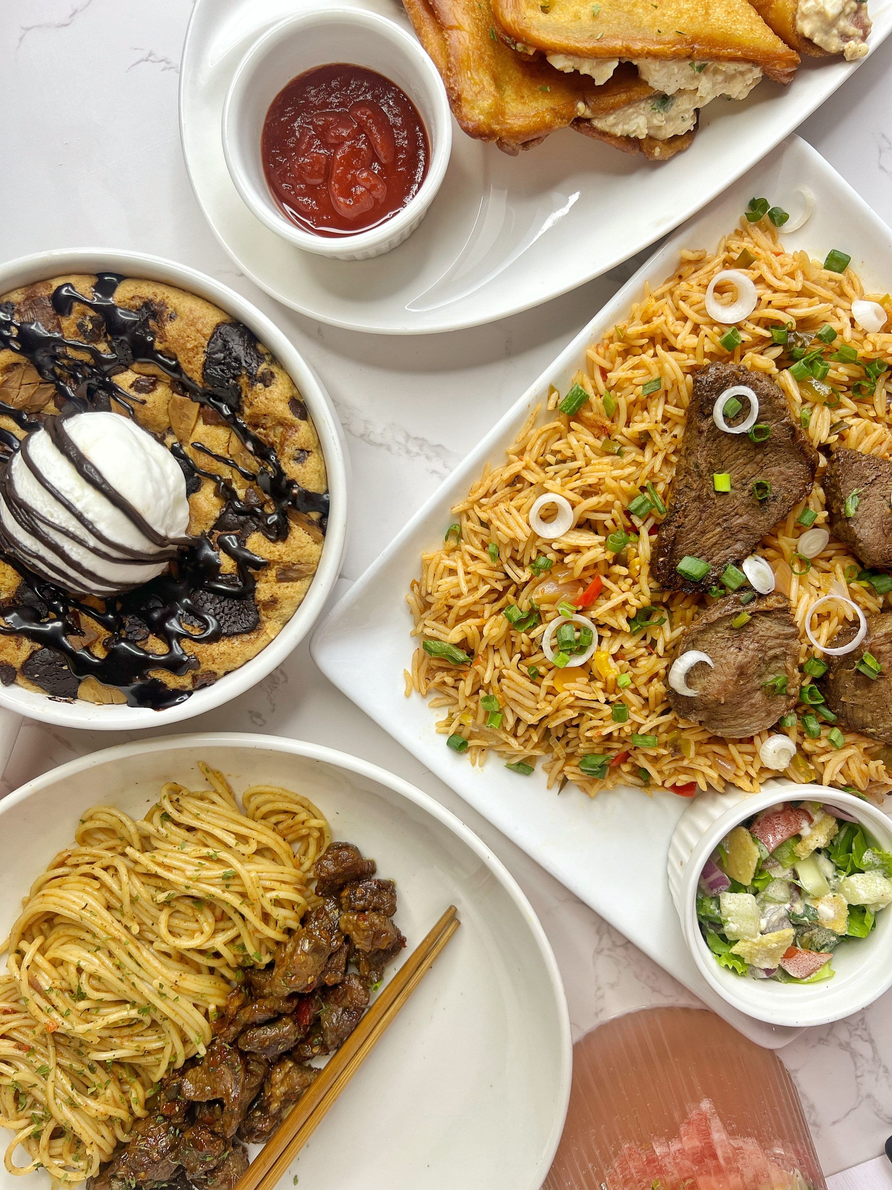 An array of dishes all cooked by Maryam Auwal