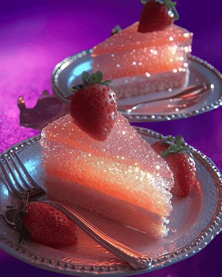 Glowing Strawberry Jelly Cake recipe