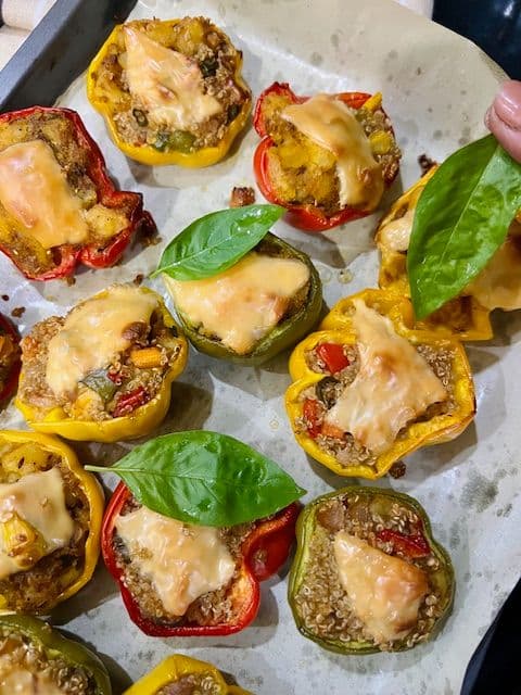 Quinoa & Veggies Stuffed Bell Peppers recipe