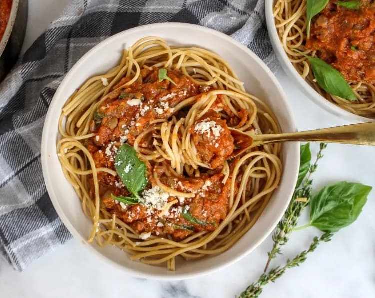 Pumpkin Lentil Bolognese with Spaghetti recipe
