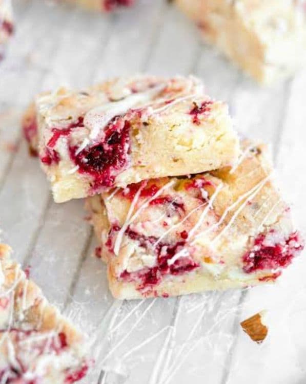 White Chocolate and Raspberry Blondies (GF) recipe