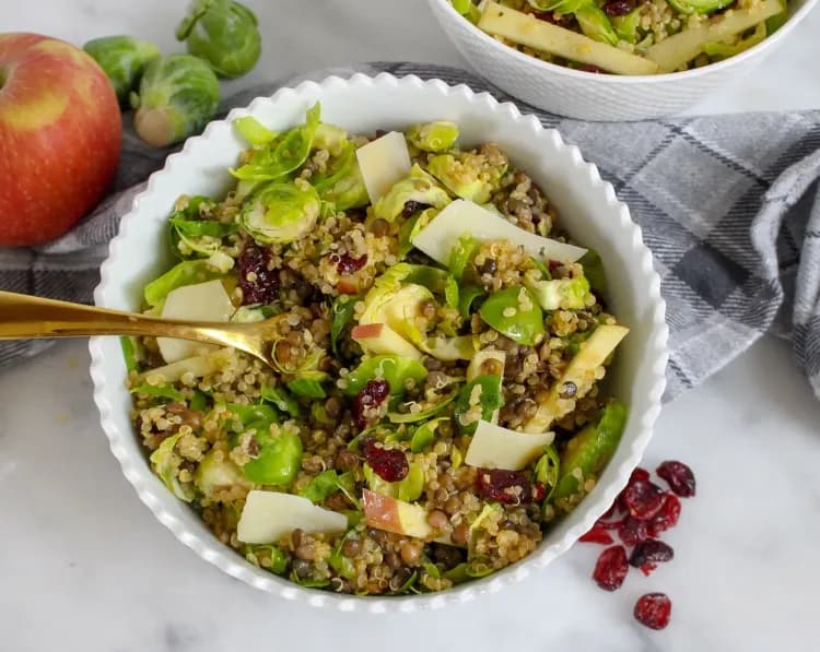 Lentil and Quinoa Salad with Brussels Sprouts and Apple recipe