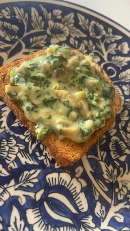 Creamy Mushroom–Spinach Toast recipe