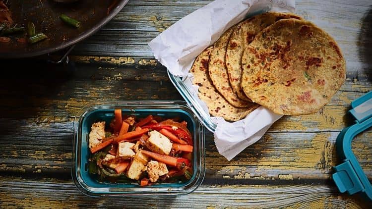 Tiffin Recipe : Stir Fried Veggies and Dal Ka Parantha recipe
