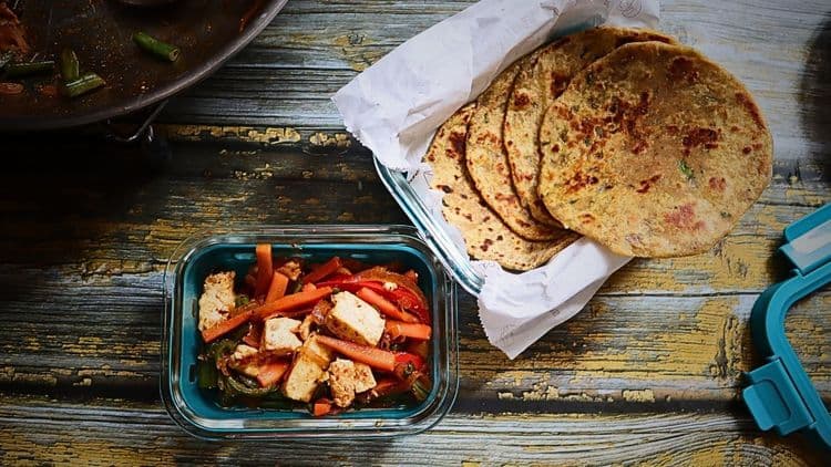 Tiffin Recipe : Stir Fried Veggies and Dal Ka Parantha recipe