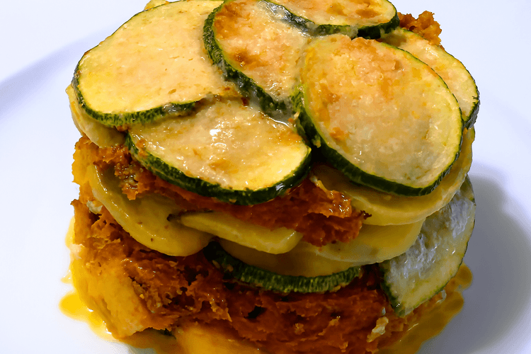 Zucchini, Cheese, and Tomato Sauce Mille-Feuille recipe