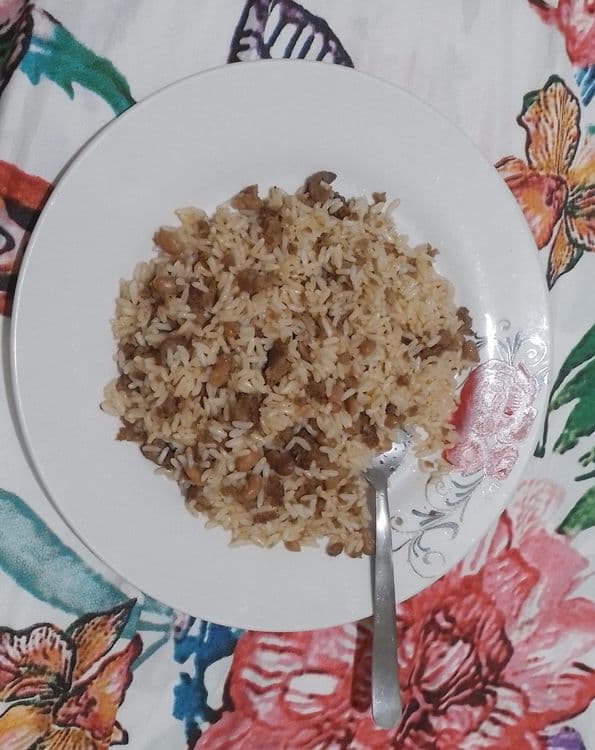 Baked Bean Fried Rice with Minced Beef Patty recipe