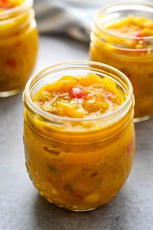 Spicy Mango-Peach Chutney with Ginger and Chili recipe