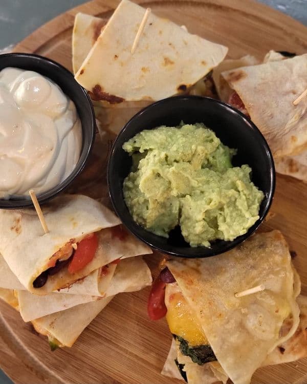 Quesadilla Stacks with Guacamole & Sour Cream recipe