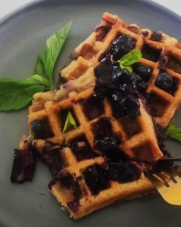 Blueberry Jam, Ham, and Cheese Waffle Sandwich recipe