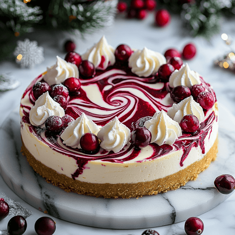 No-Bake White Chocolate Cranberry Cheesecake recipe