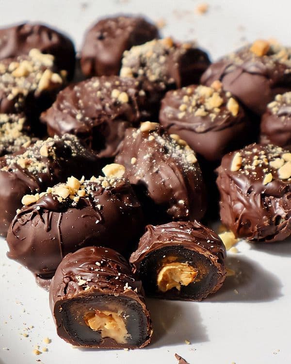 Healthy ‘Snickers’ Chocolate Peanut Butter Dates recipe