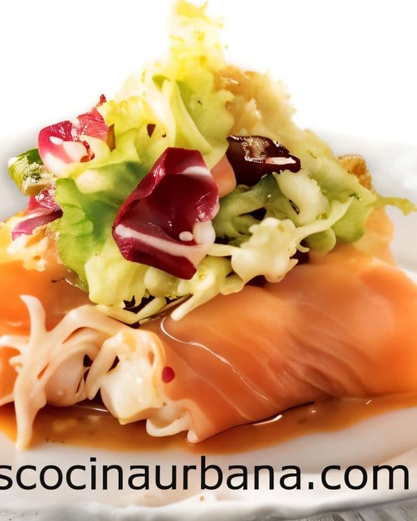 Smoked Salmon Rolls with Crab Sticks and Sea Coral recipe