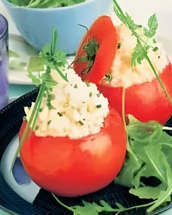 Stuffed Tomatoes with White Cheese and Herbs recipe