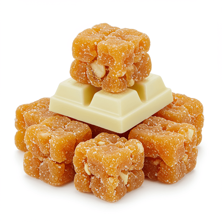 total chopped crystallized ginger, white chocolate, and dried apricots