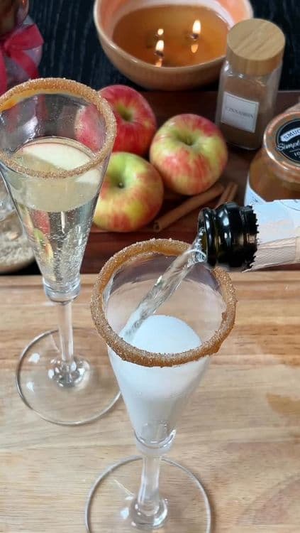 Salted Caramel Apple Cider Mimosas recipe