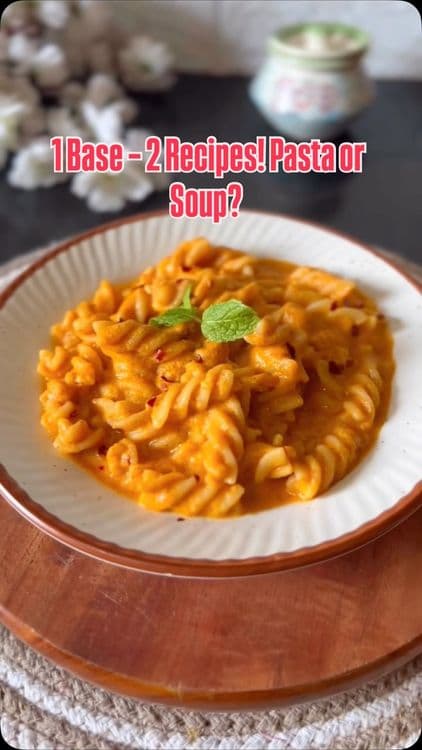 Creamy High Protein Tomato Soup and Pasta recipe
