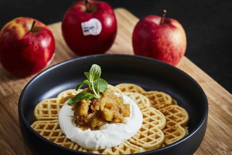 Spelt Waffles with Spiced Apple Compote recipe