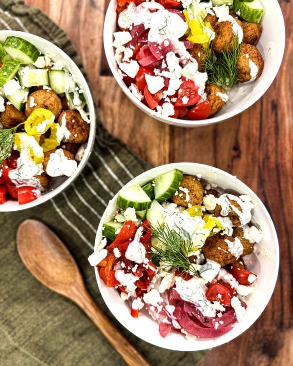 Greek Inspired Meatball Bowl recipe