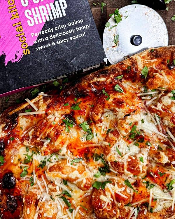 Semi Homemade Sweet and Sour Shrimp Pizza recipe