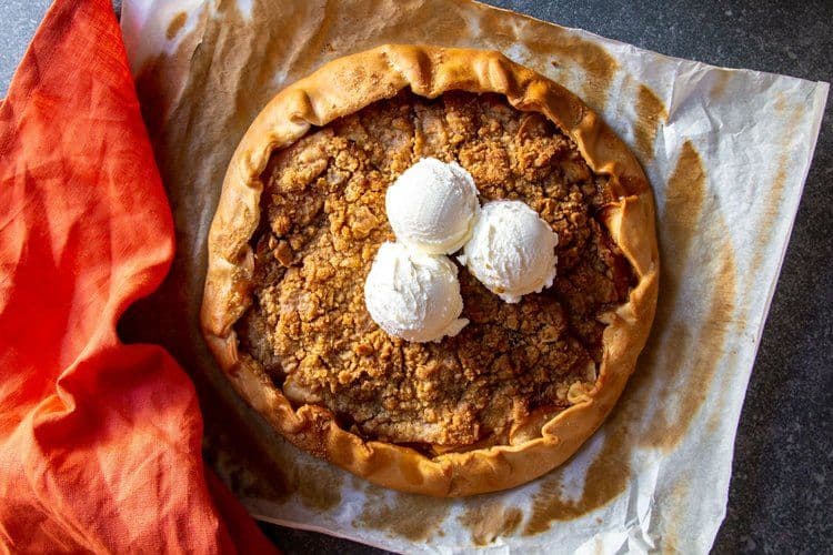 Brown Butter and Orange Blossom Apple Galette with Crumble Top recipe