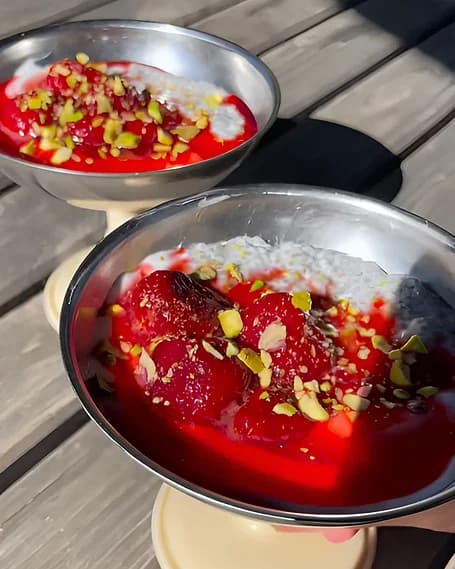 Chia Pudding with Strawberry Compote and Pistachios recipe