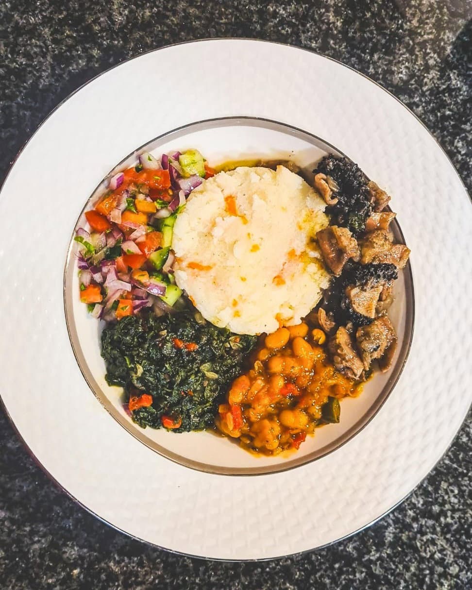 South African Mogodu with Carrot Pap and Flavourful Sides recipe