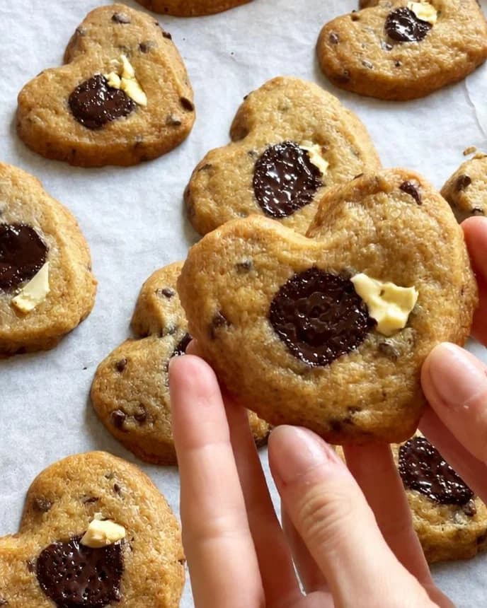 Chewy Chocolate Chip Heart Cookies recipe