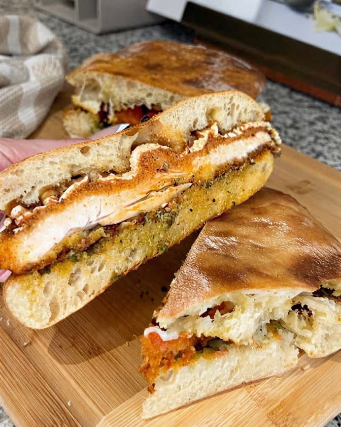 Chicken Parmesan Sandwich with Pesto and Balsamic Glaze recipe