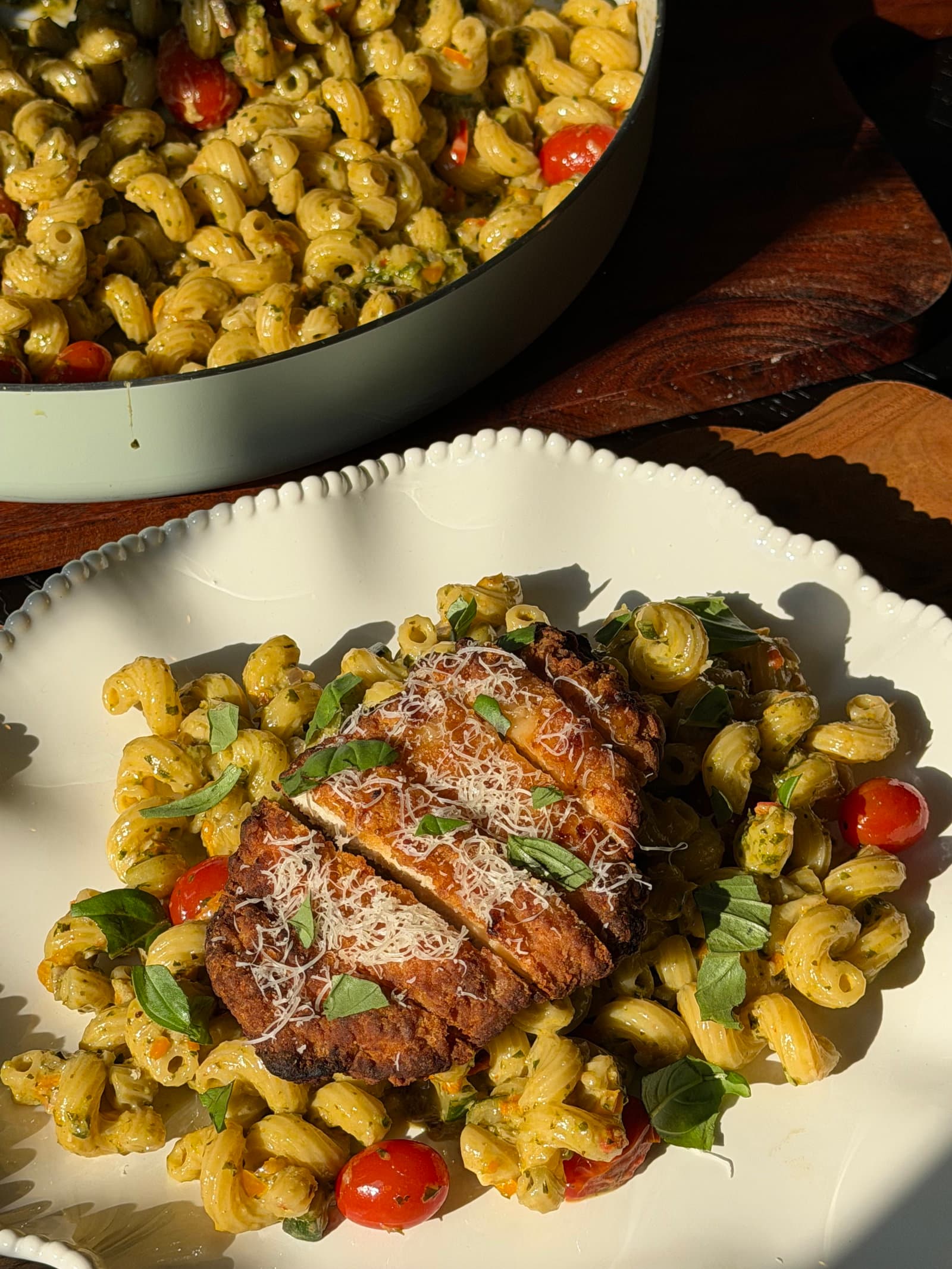 Creamy Pesto Garden Pasta recipe